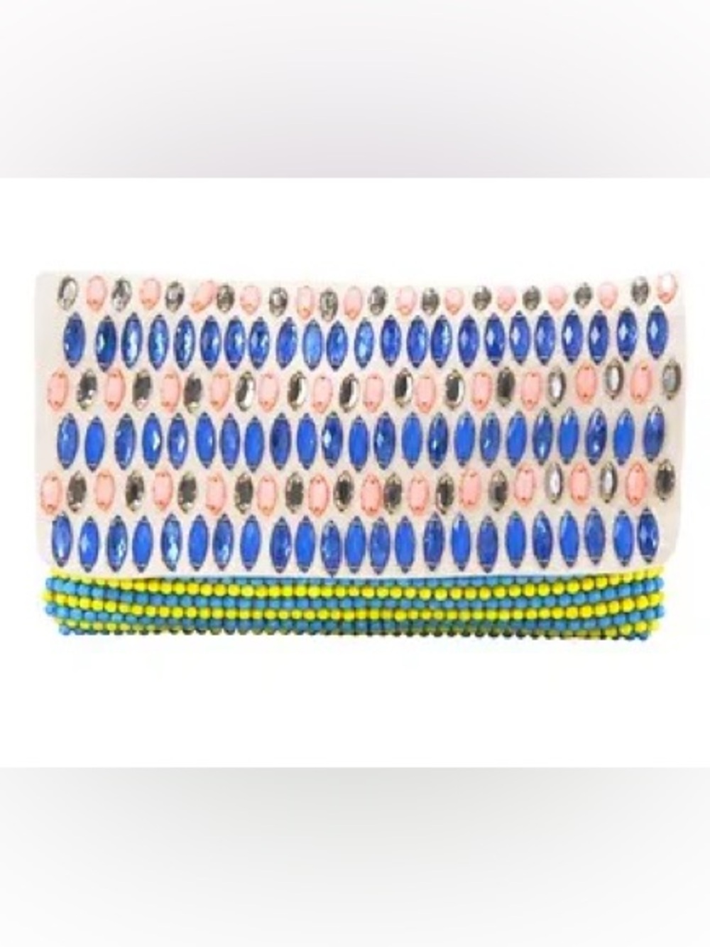 LOFT Embellished Jewel Clutch in Blue, Pink and Yellow